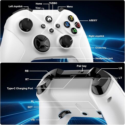 Wireless Controller for Xbox One, Xbox Series X/S, Xbox One X/S, PC, with Dual Vibration/6-Axis Motion Control/3.5mm Audio Jack/Multi Touch Pad/Programming with Turbo Macro Function Grey in Saudi Arabia
