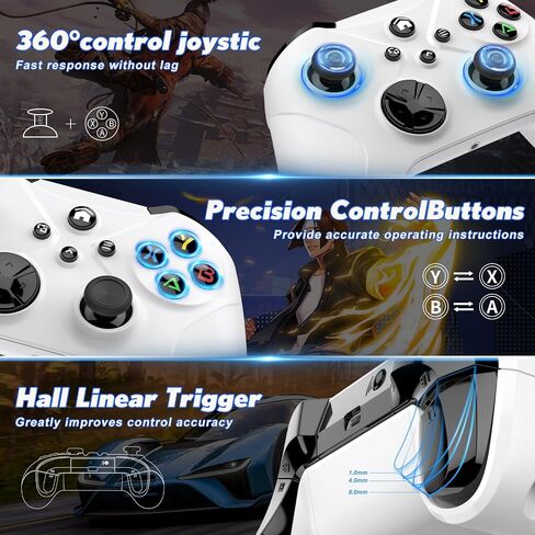 Wireless Controller for Xbox One, Xbox Series X/S, Xbox One X/S, PC, with Dual Vibration/6-Axis Motion Control/3.5mm Audio Jack/Multi Touch Pad/Programming with Turbo Macro Function Grey in Saudi Arabia