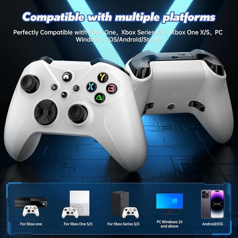 Wireless Controller for Xbox One, Xbox Series X/S, Xbox One X/S, PC, with Dual Vibration/6-Axis Motion Control/3.5mm Audio Jack/Multi Touch Pad/Programming with Turbo Macro Function Grey in Saudi Arabia