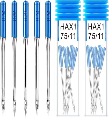 50pcs إبر آلة الخياطة ، إبرة خياطة شقة شاملة النقطة العادية مع الحجم في HAX1 65/9 ، 75/11 ، 90/14 ، 100/16 ، 110/18 ، إبر الآلة للمغني ، الأخ ، آلة الخياطة المنزلية (5 ألوان) in Kuwait