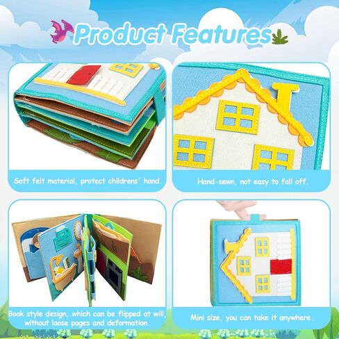 Montessori Farm Busy Book for Toddlers,Montessori Toy for 3 4 5 Years Old Boy Girl-Busy Quiet Book with Life Skills,Color Sorting,Counting Number for Autism Sensory Toy,Toddler Toy for Airplane Travel in Saudi Arabia