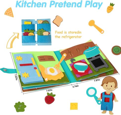 Montessori Farm Busy Book for Toddlers,Montessori Toy for 3 4 5 Years Old Boy Girl-Busy Quiet Book with Life Skills,Color Sorting,Counting Number for Autism Sensory Toy,Toddler Toy for Airplane Travel in Saudi Arabia