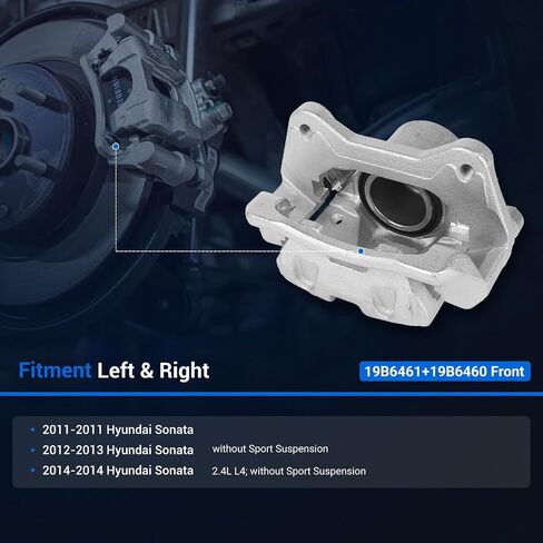 Autoround 19B6461 19B6460 Brake Caliper Assembly with Bracket Fit for Hyundai Sonata 2011 2012 2013 ، Front Driver Side Side in Saudi Arabia