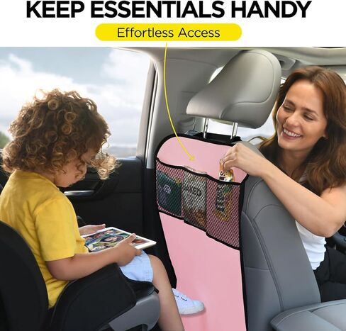 lebogner X-Large Grey Back Seat Protector For Kids + 5 Pocket Storage Organizer, 2 Pack in Kuwait