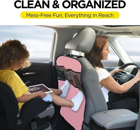 lebogner X-Large Grey Back Seat Protector For Kids + 5 Pocket Storage Organizer, 2 Pack in Kuwait