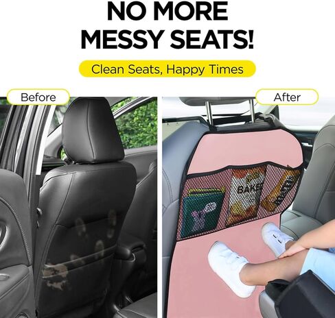 lebogner X-Large Grey Back Seat Protector For Kids + 5 Pocket Storage Organizer, 2 Pack in Kuwait