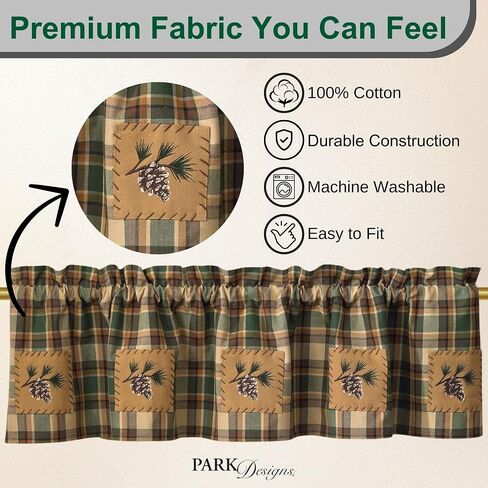 Scotch Pine Pinecone Curtain Valance 60" by 14" in Saudi Arabia