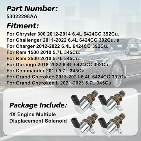 4pcs 53022298AA محرك ناديات إزاحة متعددة نماذج ملفوفات ملفوفات للاضطراب لعام 2010-2021 كرايسلر 300 RAM 1500 تشارجر Grand Cherokee 5.7L 6.4L V8 Solenoid Pression in Saudi Arabia