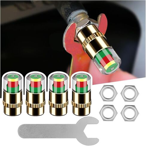 2.4BAR 35PSI CAR CAR TYRE LUSP LUSP STROWAL CAPS ، 4PCS CORPLE STEM COVER SESTOR SESTOR ، 3 Color Eye Auto STEM STEN in Kuwait