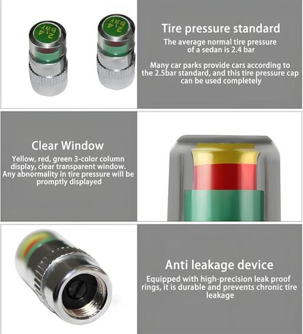 2.4BAR 35PSI CAR CAR TYRE LUSP LUSP STROWAL CAPS ، 4PCS CORPLE STEM COVER SESTOR SESTOR ، 3 Color Eye Auto STEM STEN in Kuwait