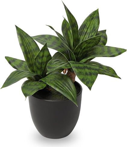 DILATATA Fake Snake Plant 11 Inch Small Potted Good Luck Plant Artificial Snake Plants Faux Mother in Law Tongue Sansevieria Plant - 20 Leaves Fake Laurentii for Indoor Outdoor Home Office Decor in Saudi Arabia