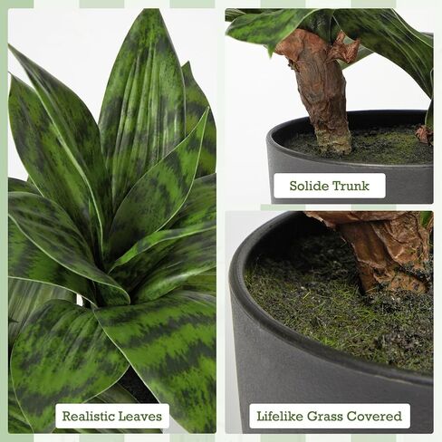 DILATATA Fake Snake Plant 11 Inch Small Potted Good Luck Plant Artificial Snake Plants Faux Mother in Law Tongue Sansevieria Plant - 20 Leaves Fake Laurentii for Indoor Outdoor Home Office Decor in Saudi Arabia