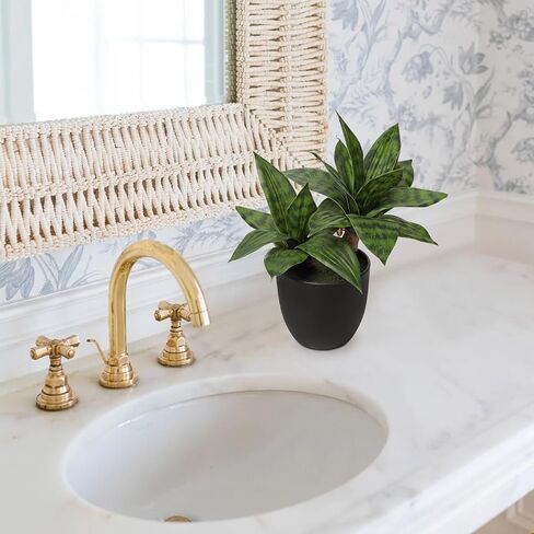 DILATATA Fake Snake Plant 11 Inch Small Potted Good Luck Plant Artificial Snake Plants Faux Mother in Law Tongue Sansevieria Plant - 20 Leaves Fake Laurentii for Indoor Outdoor Home Office Decor in Saudi Arabia
