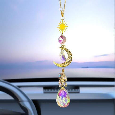 ملحقات سيارة Crystal Sun الخلفية للسيارات ، بلينغ إطلالة خلفية مرآة داخلية للنساء الرجال ، ديكور سيارة لطيف معلقة ، يعكس الضوء والطاقة النابضة بالحياة in Kuwait