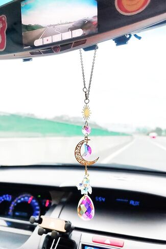 ملحقات سيارة Crystal Sun الخلفية للسيارات ، بلينغ إطلالة خلفية مرآة داخلية للنساء الرجال ، ديكور سيارة لطيف معلقة ، يعكس الضوء والطاقة النابضة بالحياة in Kuwait