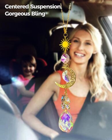 ملحقات سيارة Crystal Sun الخلفية للسيارات ، بلينغ إطلالة خلفية مرآة داخلية للنساء الرجال ، ديكور سيارة لطيف معلقة ، يعكس الضوء والطاقة النابضة بالحياة in Kuwait