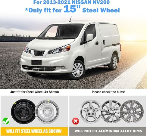 AUTOWIKI 15" Silver Hubcaps for 2013-2021 Nissan NV200, Snap-On Installation Set of 4 Wheel Rim Covers Compatible with 13-21 Nissan NV200 Steel Wheels Hub Caps-15 Inch Set of 4 in Saudi Arabia