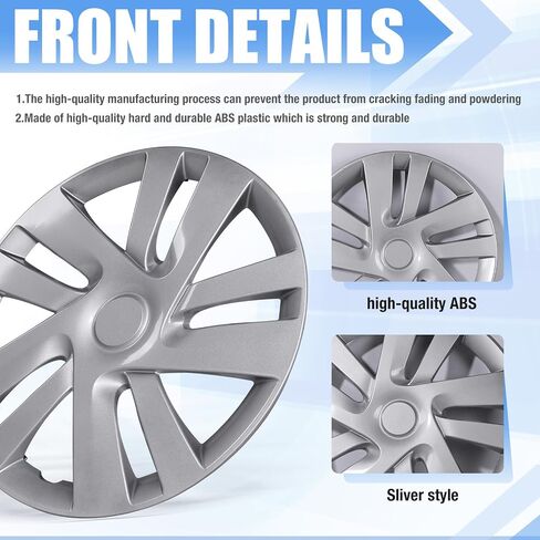 AUTOWIKI 15" Silver Hubcaps for 2013-2021 Nissan NV200, Snap-On Installation Set of 4 Wheel Rim Covers Compatible with 13-21 Nissan NV200 Steel Wheels Hub Caps-15 Inch Set of 4 in Saudi Arabia