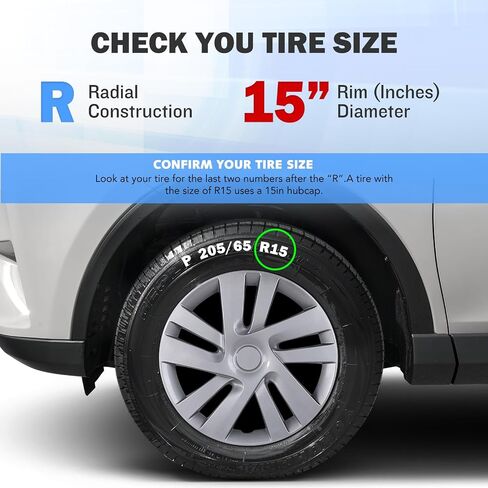 AUTOWIKI 15" Silver Hubcaps for 2013-2021 Nissan NV200, Snap-On Installation Set of 4 Wheel Rim Covers Compatible with 13-21 Nissan NV200 Steel Wheels Hub Caps-15 Inch Set of 4 in Saudi Arabia