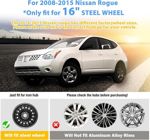 AUTOWIKI 16 Inch Hubcaps for Nissan Rogue 2008-2015 Silver Wheel Rims Cover for Nissan Rogue Select 08-15, PP Wheel Tires Covers for Steel Wheel Hubcap (1 Piece, with Decorative Screws) in Saudi Arabia