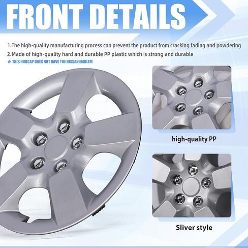 AUTOWIKI 16 Inch Hubcaps for Nissan Rogue 2008-2015 Silver Wheel Rims Cover for Nissan Rogue Select 08-15, PP Wheel Tires Covers for Steel Wheel Hubcap (1 Piece, with Decorative Screws) in Saudi Arabia