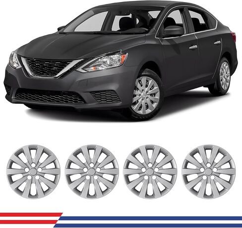 ROXX 16 inch hubcaps Set of 4 for 2013-2019 Nissan Sentra&2011-2017 Nissan Leaf, Snap-On Replacement Exterior Accessories PP Material 16" Wheel Cover No Logo in The Middle (Sliver) in Saudi Arabia