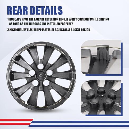 ROXX 16 inch hubcaps Set of 4 for 2013-2019 Nissan Sentra&2011-2017 Nissan Leaf, Snap-On Replacement Exterior Accessories PP Material 16" Wheel Cover No Logo in The Middle (Sliver) in Saudi Arabia