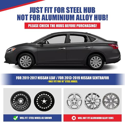 ROXX 16 inch hubcaps Set of 4 for 2013-2019 Nissan Sentra&2011-2017 Nissan Leaf, Snap-On Replacement Exterior Accessories PP Material 16" Wheel Cover No Logo in The Middle (Sliver) in Saudi Arabia