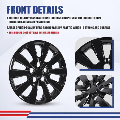 ROXX 16 inch hubcaps Set of 4 for 2013-2019 Nissan Sentra&2011-2017 Nissan Leaf, Snap-On Replacement Exterior Accessories PP Material 16" Wheel Cover No Logo in The Middle (Sliver) in Saudi Arabia