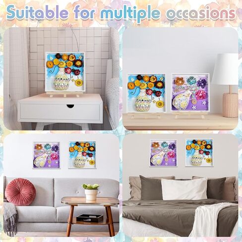 2 Sets DIY Vase Mosaic Painting Kit DIY Mosaic Arts and Craft Kits Mosaic Tiles DIY Crafts with Vase Flower Mosaic Accessories Creativity Handmade Artwork for Adults Home Decoration in Kuwait
