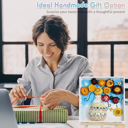 2 Sets DIY Vase Mosaic Painting Kit DIY Mosaic Arts and Craft Kits Mosaic Tiles DIY Crafts with Vase Flower Mosaic Accessories Creativity Handmade Artwork for Adults Home Decoration in Kuwait