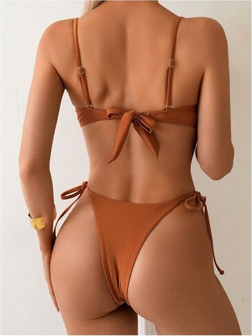 SOLY HUX Bikini Sets for Women Two Piece Swimsuit Underwire Tie Side String Bathing Suit in Saudi Arabia