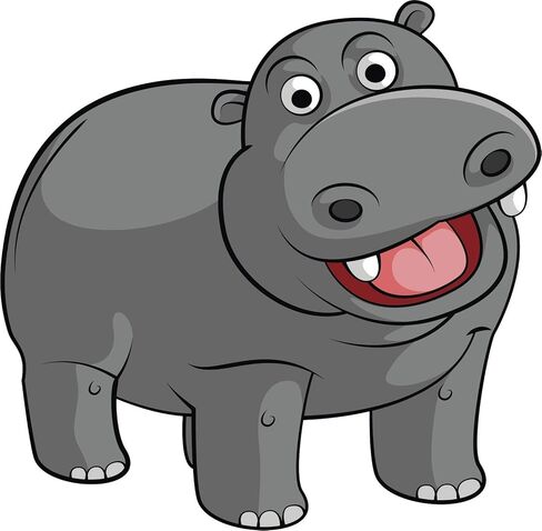 EW Designs Magnet Happy Gray Hippo Cartoon Magnetic Vinyl Magnet Bumper Sticker (4" Wide) in Saudi Arabia
