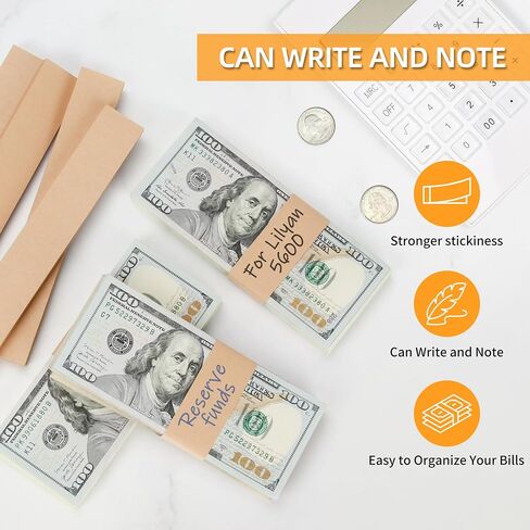 Money Bands White Kraft Currency Straps Self Adhesive Currency Straps for Bill(550PCS, 7.6x1.1 in) in Kuwait