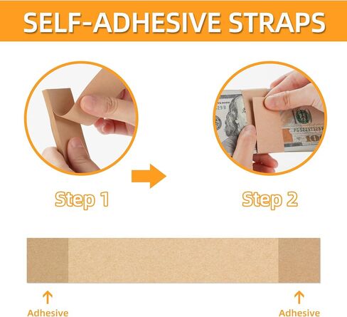 Money Bands White Kraft Currency Straps Self Adhesive Currency Straps for Bill(550PCS, 7.6x1.1 in) in Kuwait