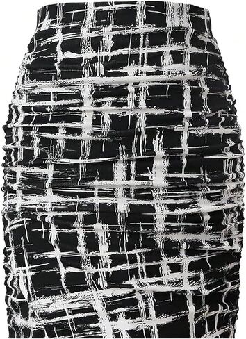 SHENHE Women's Leopard High Waisted Pencil Bodycon Long Skirt Ruched Midi Skirt in Saudi Arabia