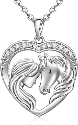 Horse Necklace for Women 925 Sterling Silver Horse Pendant Necklace Heart Equestrian Mothers Day Gifts in Saudi Arabia