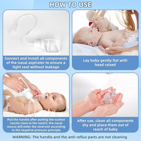 Baby Nasal Aspirator with 24 Filters , Baby Nose Sucker for Toddler, Sealed Design & Soft Silicone Tip, BPA-Free in Saudi Arabia