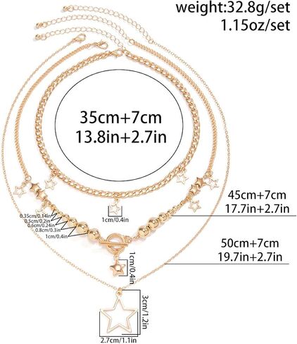 Y2K Star Necklace for Women Layered Necklace Gothic Bead Choker Necklace Fashion Grunge Aesthetic Jewelry for Women in Saudi Arabia