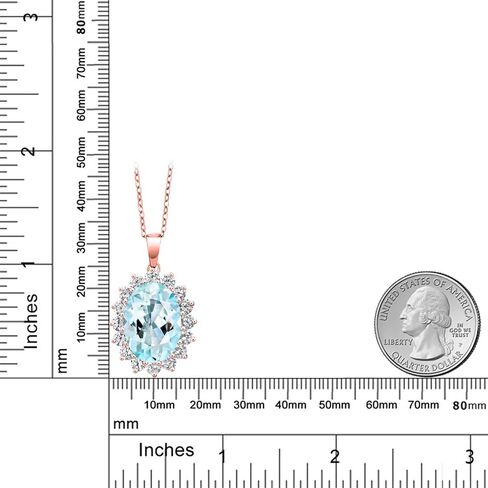 GEM Stone King 16.56 CTTW Oval Sky Blue Topaz 18k Rose Rose Gold Plated Filled Necklace for Women | الأحجار الكريمة المولد | بيضاوي 18x13mm | بسلسلة 18 بوصة in Saudi Arabia