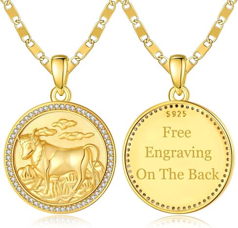 Gold Zodiac Necklace For Women 925 Sterling Silver Pendant Necklace Gift For Christmas Valentine's Day Mother's Day in Saudi Arabia