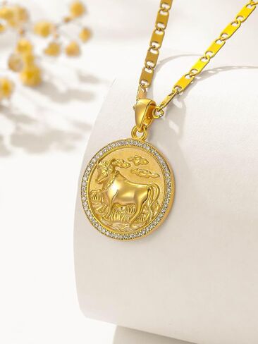 Gold Zodiac Necklace For Women 925 Sterling Silver Pendant Necklace Gift For Christmas Valentine's Day Mother's Day in Saudi Arabia