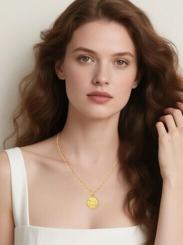 Gold Zodiac Necklace For Women 925 Sterling Silver Pendant Necklace Gift For Christmas Valentine's Day Mother's Day in Saudi Arabia