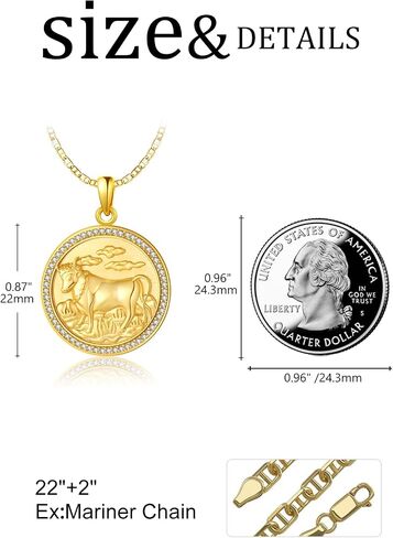 Gold Zodiac Necklace For Women 925 Sterling Silver Pendant Necklace Gift For Christmas Valentine's Day Mother's Day in Saudi Arabia