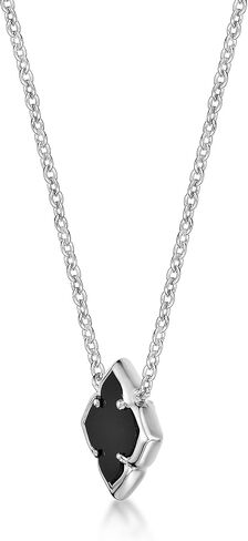 Lavari Jewelers Black Onyx, Malachite or Mother of Pearl Four Petal Flower Pendant Necklace for Women in 925 Sterling Silver with Yellow Gold Plating 33 Inches Long with Spring Ring Clasp in Kuwait