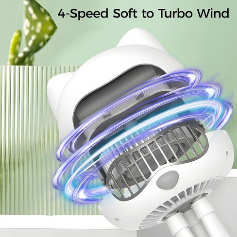 F08 Stroller Fan,HandheldFan,TableFan Powerful,2000mAh Battery USB Rechargeable,Non-touch Design,Aroma Fan,for Women/Family (Pink) in Saudi Arabia