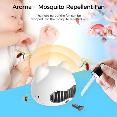 F08 Stroller Fan,HandheldFan,TableFan Powerful,2000mAh Battery USB Rechargeable,Non-touch Design,Aroma Fan,for Women/Family (Pink) in Saudi Arabia