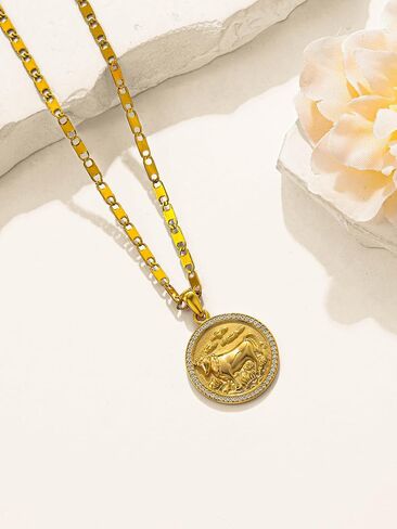 Gold Zodiac Necklace For Women 925 Sterling Silver Pendant Necklace Gift For Christmas Valentine's Day Mother's Day in Saudi Arabia