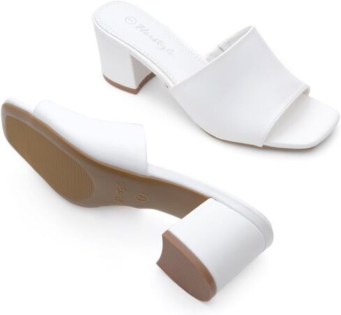 حذاء نسائي من Herstyle بكعب منخفض وكعب مكتنز وشرائح مفتوحة عند الأصابع وشريط واحد سهل الارتداء بكعب أسود وأزرق وأحمر للحفلات الراقصة وحفلات الزفاف والعطلات in Kuwait