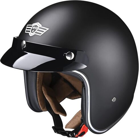 AHR 3/4 مفتوح الوجه خوذة الدراجات النارية خوذة عتيقة الرجعية مع Visor for Men Women ، Bobber Scooter ATV Cruiser Dot ، Run-O5 in Saudi Arabia